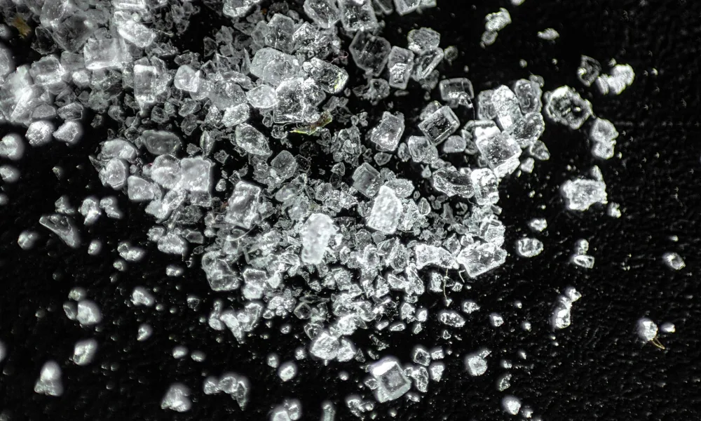 small hollow cube ice pieces in countertop ice maker basket
