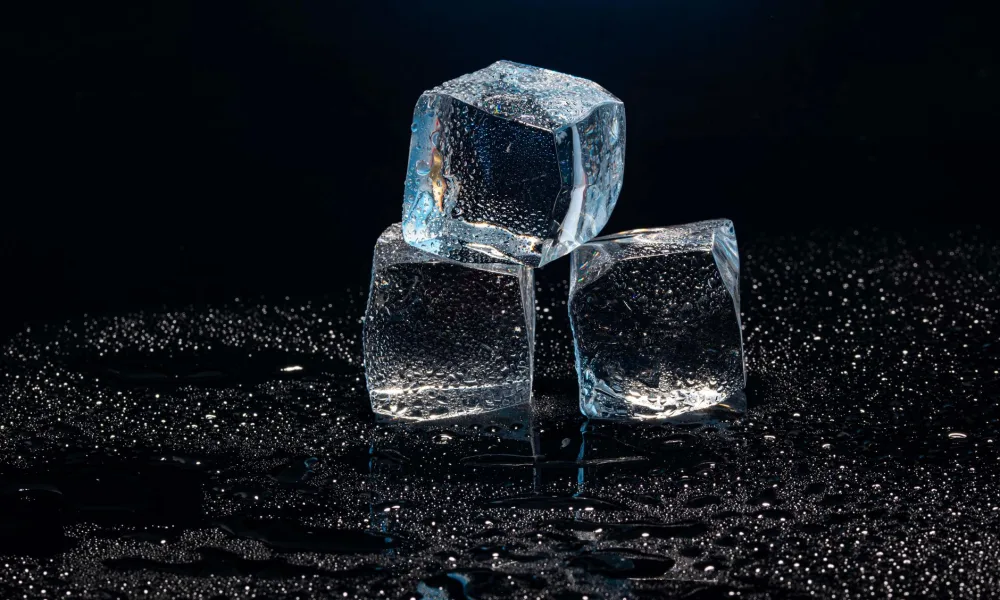 first batch of nugget ice dropping into bin